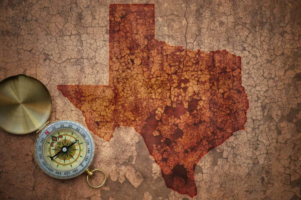 Mapa státu texas na starý papír vintage crack — Stock fotografie