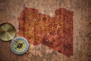libya Haritası eski vintage çatlamak kağıt üzerinde