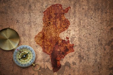 Tunus Haritası eski vintage çatlamak kağıt üzerinde
