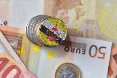 Euro madeni para ile brunei euro para banknot arka plan üzerinde bayrağı.