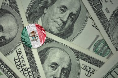 dolar işareti ile Meksika ulusal bayrak Doları para banknot arka planda olan sikke