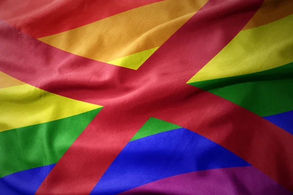 Waving alabama state rainbow gay pride flag banner — Stock Photo, Image