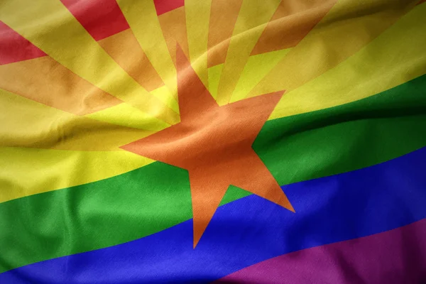 Arizona state regenboog gay pride vlag banner zwaaien — Stockfoto