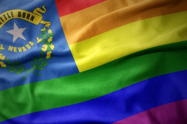 Nevada devlet gökkuşağı Eşcinsel gurur bayrak bayrak sallayarak