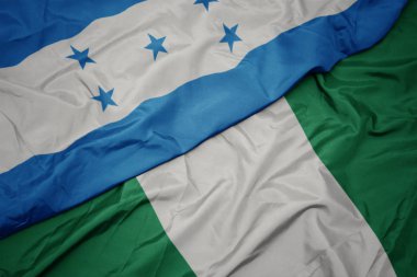 Nijerya 'nın renkli bayrağı ve Honduras' ın ulusal bayrağı sallanıyor..