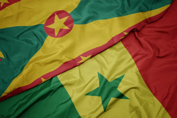 Senegal ve Grenada 'nın bayrağını sallayarak. — Stok fotoğraf
