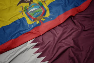 Katar 'ın renkli bayrağı ve ekvatorun ulusal bayrağı sallanıyor..