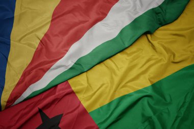 Gine Bissau 'nun renkli bayrağı ve Seyşeller' in ulusal bayrağı sallanıyor..