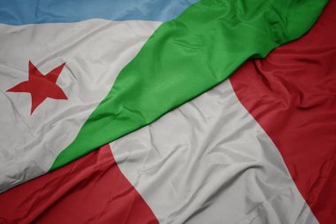 Peru 'nun renkli bayrağı ve Cibuti' nin ulusal bayrağı sallanıyor..