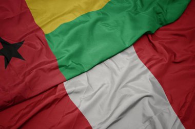 Peru 'nun renkli bayrağı ve Gine Bissau' nun ulusal bayrağı sallanıyor..