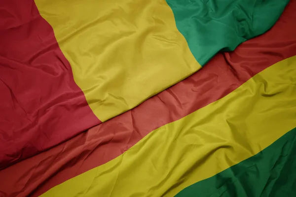 Ondeando Colorida Bandera Bolivia Bandera Nacional Guinea Macro — Foto de Stock