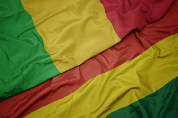 Ondeando Colorida Bandera Bolivia Bandera Nacional Mali Macro — Foto de Stock