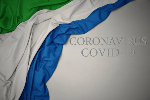 기사보기 시에라리온의 국기가 코로나 바이러스 Coronavirus 코로나 바이러스 Coronavirus 코로나 — 스톡 사진