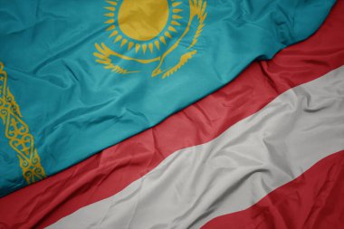 Avustralya 'nın renkli bayrağı ve Kazakistan' ın ulusal bayrağı. makro