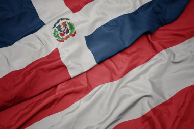 Avustralya 'nın renkli bayrağı ve Dominik Cumhuriyeti' nin ulusal bayrağını sallıyordu. makro