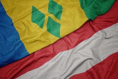 Avusturalya 'nın renkli bayrağını sallıyordu. Saint Vincent ve el bombalarının ulusal bayrağını sallıyordu. makro