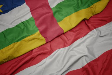 Avustralya bayrağı ve Orta Afrika cumhuriyetinin ulusal bayrağını sallıyordu. makro