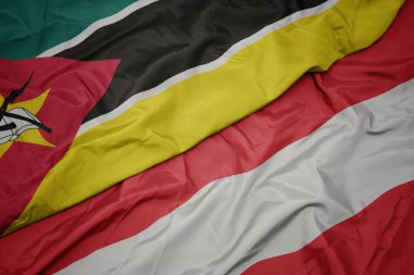 Austria 'nın renkli bayrağını ve Mozambik' in ulusal bayrağını sallıyordu. makro