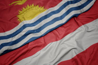 Renkli Avusturya bayrağı ve Kiribati bayrağı sallıyordu. makro