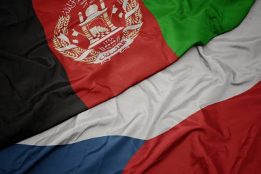 Çekoslovakya cumhuriyetinin renkli bayrağını ve Afganistan 'ın ulusal bayrağını sallıyordu. makro