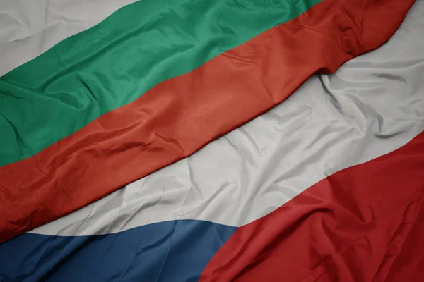 Ondeando Colorida Bandera República Checa Bandera Nacional Bulgaria Macro — Foto de Stock