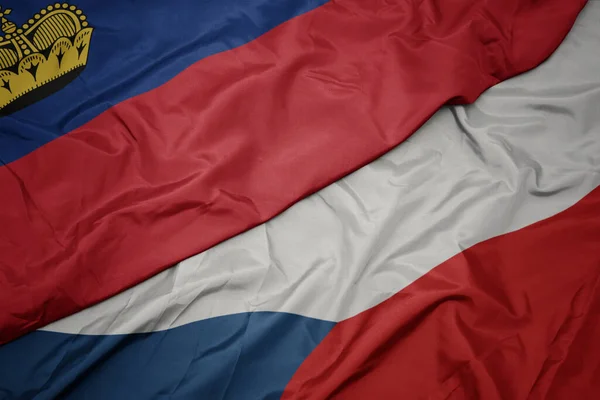 Vlající Barevnou Vlajkou České Republiky Národní Vlajkou Lužštýnska Makro — Stock fotografie