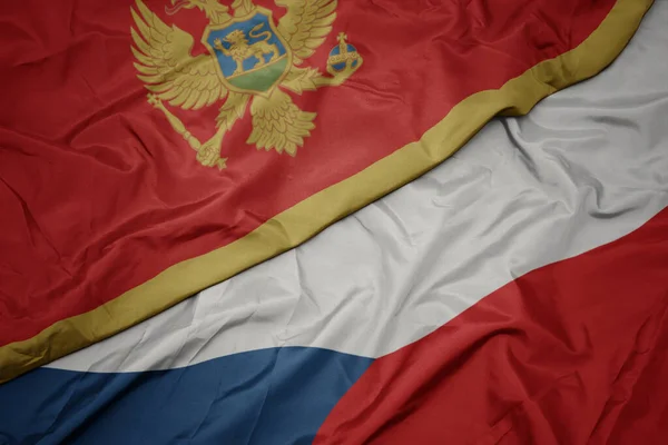 Waving Colorful Flag Czech Republic National Flag Montenegro Macro — Stock Photo, Image