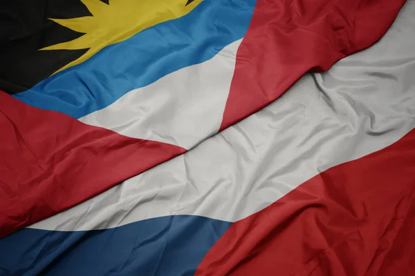 Waving Colorful Flag Czech Republic National Flag Antigua Barbuda Macro — Stock Photo, Image