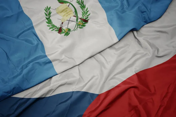 Waving Colorful Flag Czech Republic National Flag Guatemala Macro — Stock Photo, Image