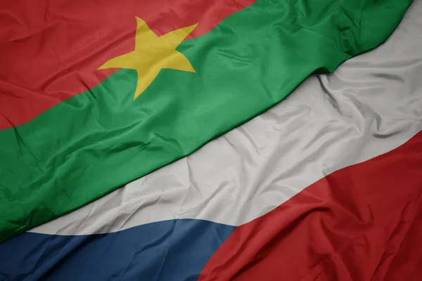 Ondeando Colorida Bandera República Checa Bandera Nacional Burkina Faso Macro — Foto de Stock