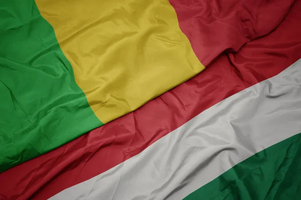 Waving Colorful Flag Hungary National Flag Mali Macro — Stock Photo, Image