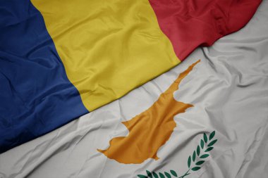 Kiril 'in renkli bayrağını sallıyor ve Romanya bayrağını sallıyor. makro