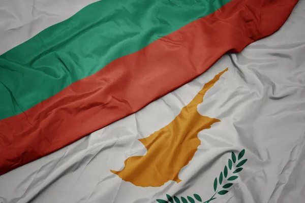 Zwaaiende Kleurrijke Vlag Van Cyprus Nationale Vlag Van Bulgaria Macro — Stockfoto