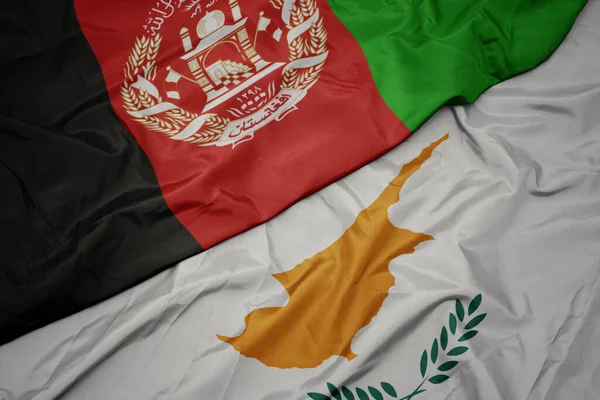Ondeando Colorida Bandera Cyprus Bandera Nacional Afghanistan Macro —  Fotos de Stock