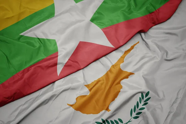Sie Schwenken Die Bunte Fahne Zyperns Und Die Nationalflagge Von — Stockfoto