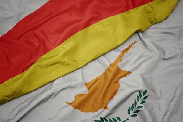 Sventolando Bandiera Colorata Cipro Bandiera Nazionale Dell Ossezia Meridionale Macro — Foto Stock