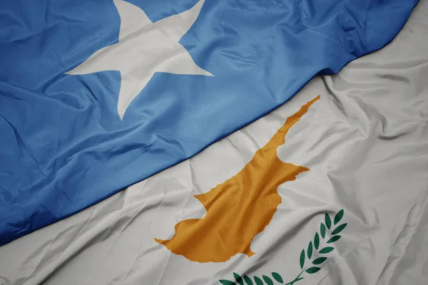 Waving Colorful Flag Cyprus National Flag Somalia Macro — Stock Photo, Image