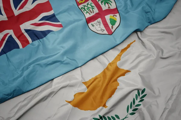 Waving Colorful Flag Cyprus National Flag Fiji Macro — Stock Photo, Image