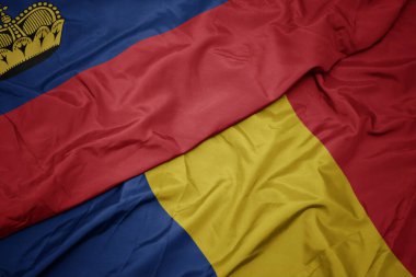 Romanya bayrağı ve ulusal liechtenstein bayrağı sallıyordu. makro