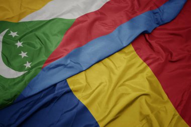 Romanya bayrağı ve komoroların ulusal bayrağını sallıyordu. makro