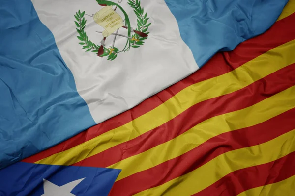 Waving Colorful Flag Catalonia National Flag Guatemala Macro — Stock Photo, Image