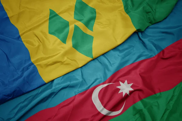 Ondeando Colorida Bandera Azerbaiyano Bandera Nacional Santo Vincent Las Granadinas — Foto de Stock