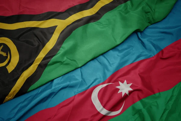 Ondeando Colorida Bandera Azerbaijan Bandera Nacional Vanuatu Macro — Foto de Stock