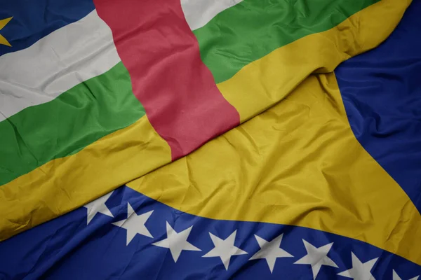 Bosna Herzegovina Nın Renkli Bayrağını Orta Afrika Cumhuriyeti Nin Ulusal — Stok fotoğraf