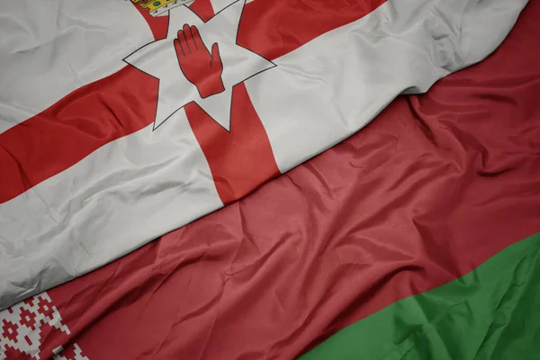 Beyaz Rusya Nın Renkli Bayrağı Kuzey Rlanda Nın Ulusal Bayrağı — Stok fotoğraf