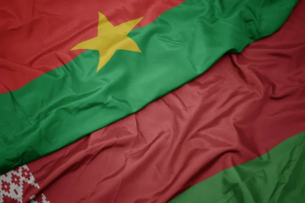 Ondulando Colorida Bandera Belarus Bandera Nacional Burkina Faso Macro — Foto de Stock