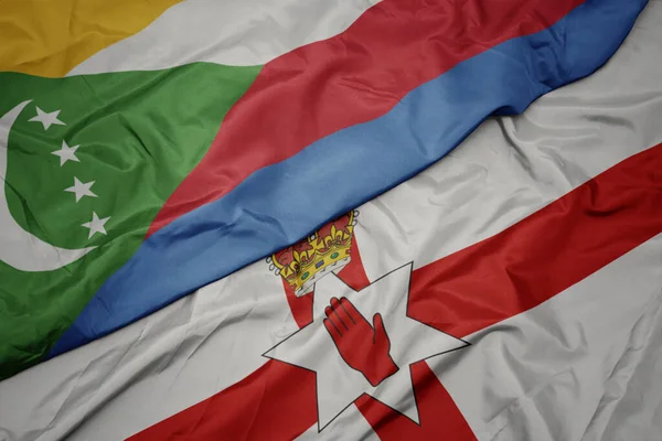 Цветной Флаг Северной Ирландии Национальный Флаг Коморских Островов Macro — стоковое фото