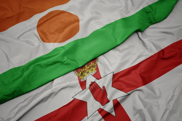 Sventolando Bandiera Colorata Dell Irlanda Del Nord Bandiera Nazionale Del — Foto Stock