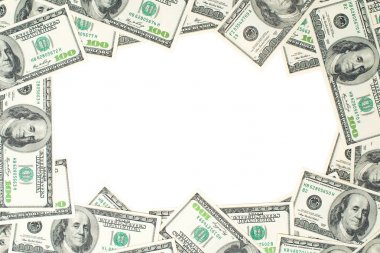 Yüz dolar faturaları bir çerçeve. Dolar iskelet