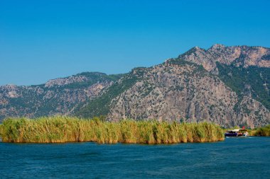 Turist ile Dalyan nehir tekne nehir straits
